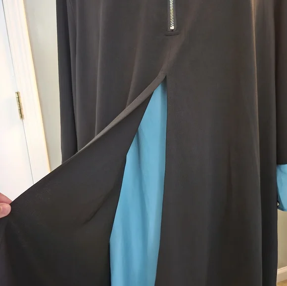 Avenue Women's Size 3x Black Shirt Tunic with Blue Trim - Picture 9 of 13
